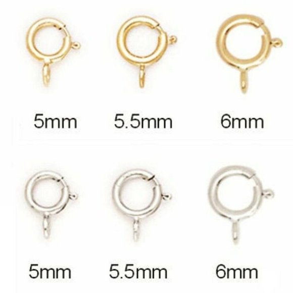 14K Solid Spring Ring Clasp. 14K Gold Findings. Solid Gold. Bracelet Making 5mm - Picture 1 of 2